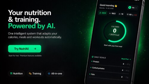 A graphic that says "your nutrition and training. Powered by AI." 