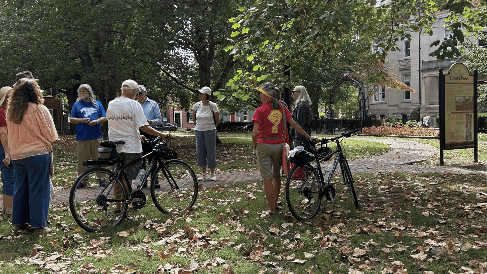 A rotating gif of people participating in nature bike rides and litter clean up activities around Lexington, KY. 