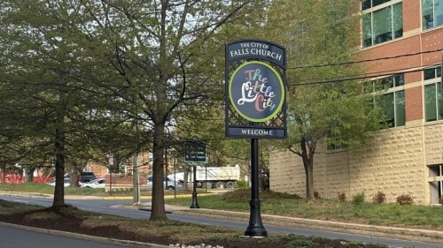 A Falls Church sign.