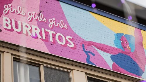 Mural outside of girlsgirlsgirls Burritos
