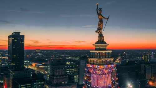 top of soldiers and sailors monument with sunset-@greglipps
