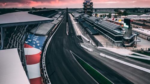 The Indianapolis Motor Speedway at sunset