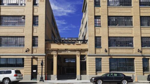An exterior street view of The Stutz Building 