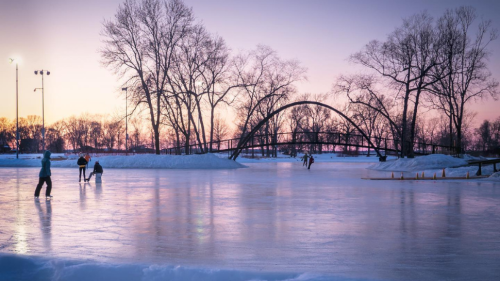 ice rink at sunset