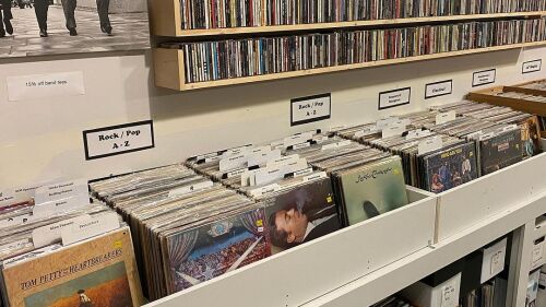 rows of vinyls inside Gray Cat Music in Park Circle
